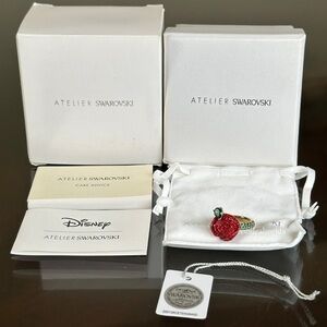 Atelier Swarovski Disney Beauty & The Beast Gold Tone Red Rose Ring 52 6 5347386